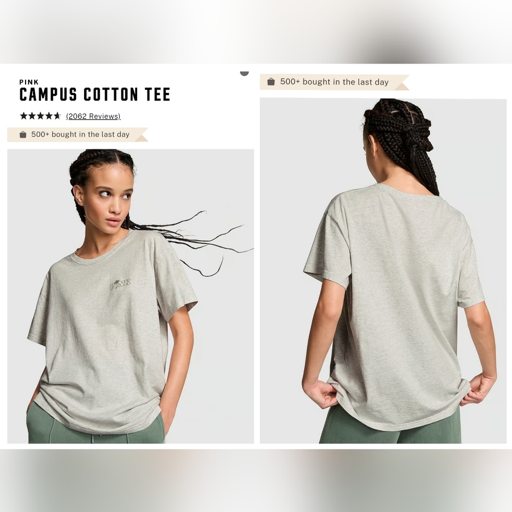 Victoria's secret pink campus cotton short sleeve relaxed fit tee